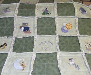 Embroidered Flannel Rag Quilt, Machine Embroidery Designs