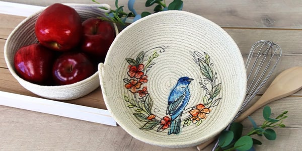 How to Make an Embroidered Rope Basket