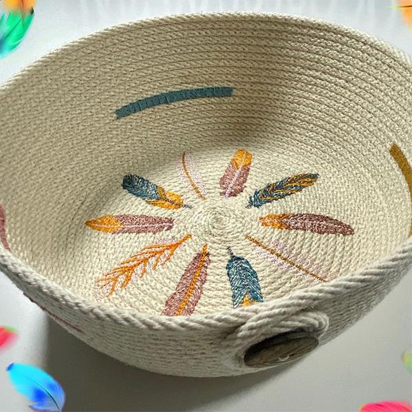 Shimmering Feathers Rope Bowl  Machine Embroidery Designs