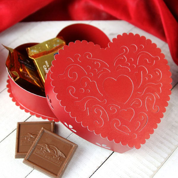Heart Shaped Paper Gift Box Victorian Decoupage Style Romance