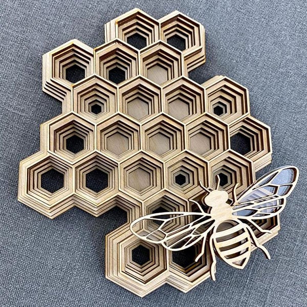 Minecraft Bee Layered Design for cutting - LaserCraftum