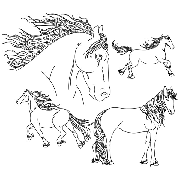 Friesian Horse Sketch [SVG, DXF] | Cutting Machine & Laser Cutting ...