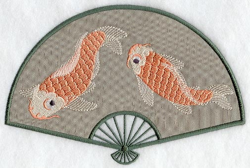 Japanese Fan and Koi Fish (Applique)
