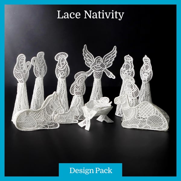 Bobbin lace Nativity scene