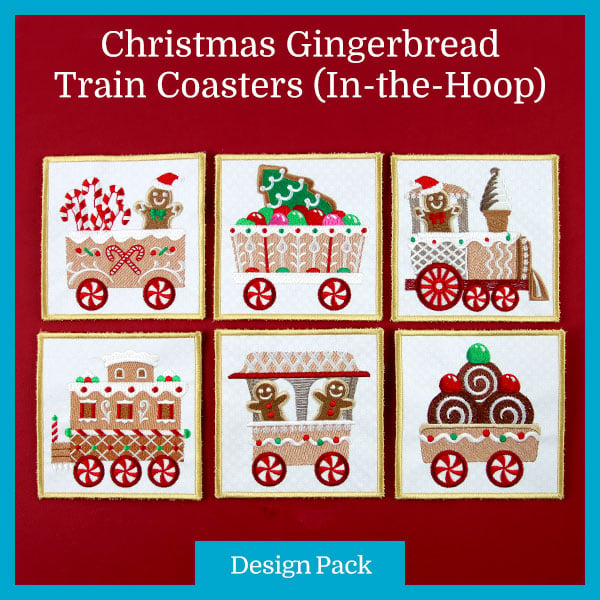 A Christmas Cheer Coasters (In-the-Hoop) Design Pack - Lg