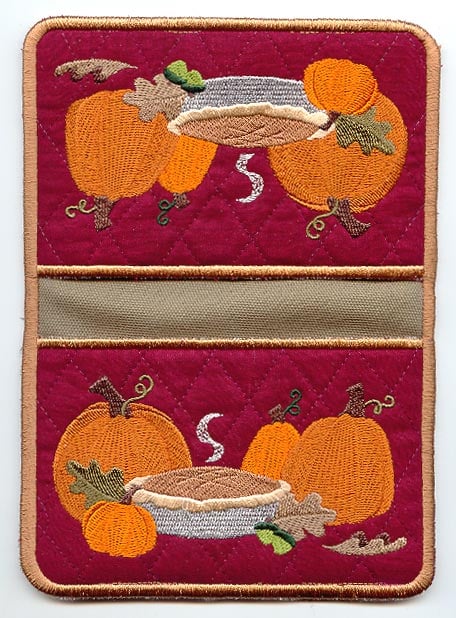 Pumpkin Potholder Covers In The Hoop Machine Embroidery - PicklePie Designs