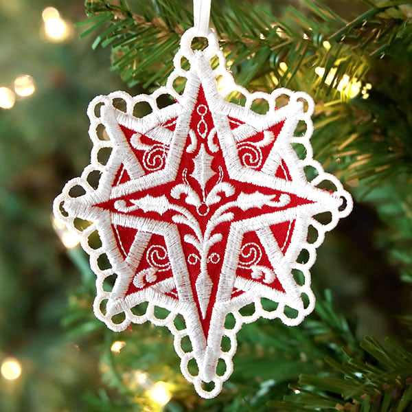 Lace Edge Christmas Star Ornament (In-the-Hoop)