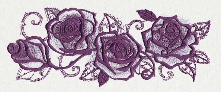 Floral seamless border, line art drawing. wild rose flowers and posters for  the wall • posters style, line, isolated | myloview.com