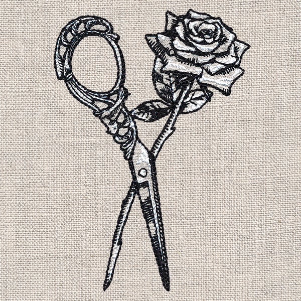 Scissors with Flowers Hand-drawn art, Digital Download, PNG File