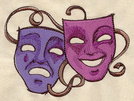 Comedy Tragedy Masks Embroidery Design