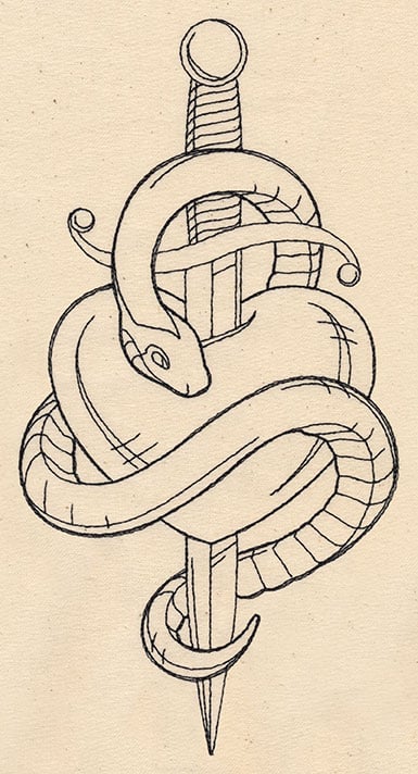 Thread Tattoos - Snake and Dagger