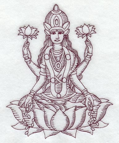 Coloring page Diwali : Lakshmi & Ganesh 03