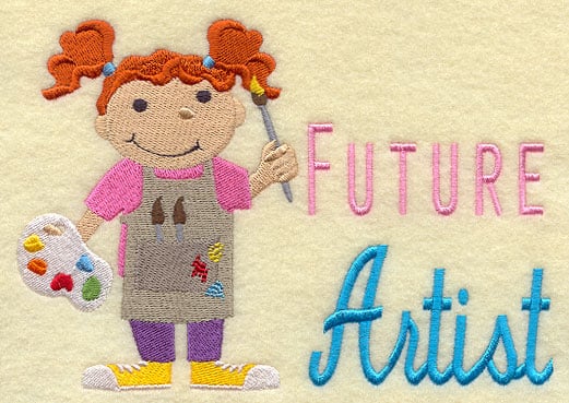 Girls Long Sleeve Embroidered Art Supplies Top - Future Artist