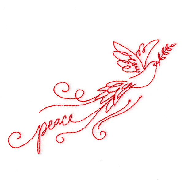Dove with Peace (Redwork)