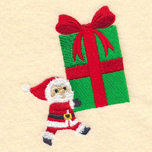 Santa Stitch Wrapping Present Figurine