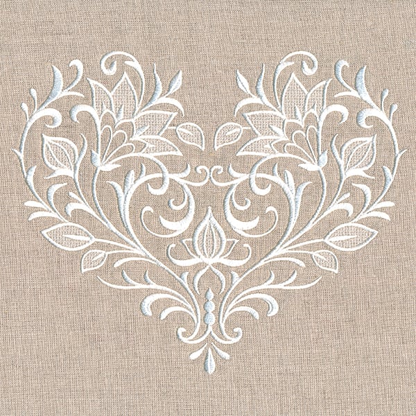 Exquisite Blooming Heart (Whitework)