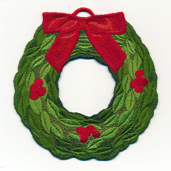 Plaid Counted Cross Stitch Wreath Christmas Ornament Kit #91905E