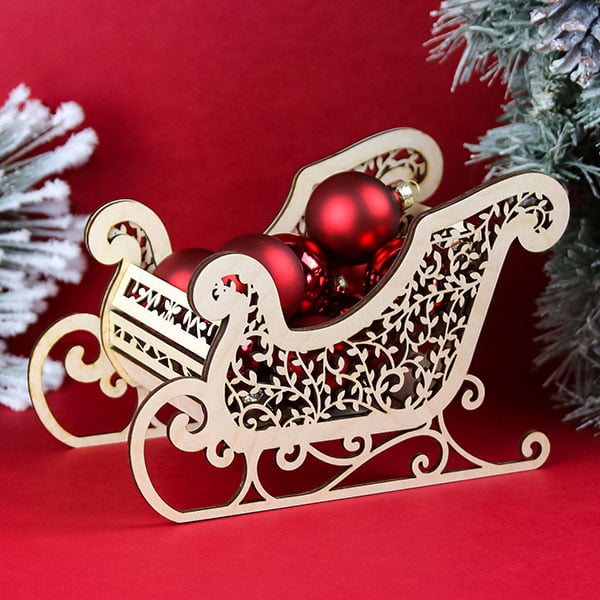 3D Laser Cutting Designs - image features: laser cut sleight with ornaments inside