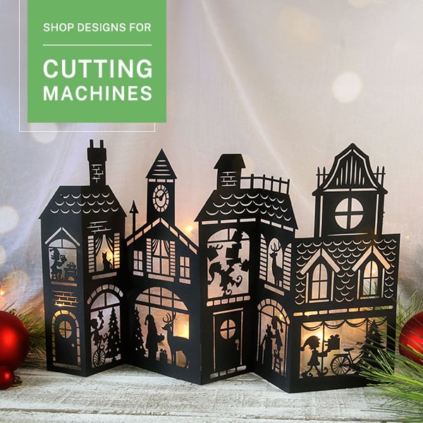Shop cutting machine designs - Image features: Paper cut Santa's workshop