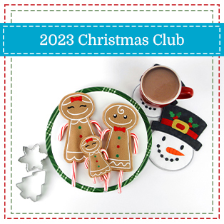 Join 2023 Christmas Club - Gingerbread candy cane design and snowman trivet