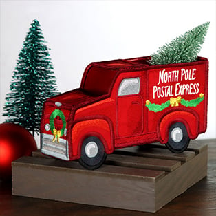 In-the-Hoop designs - image features: In-the-Hoop Freestanding Christmas Truck