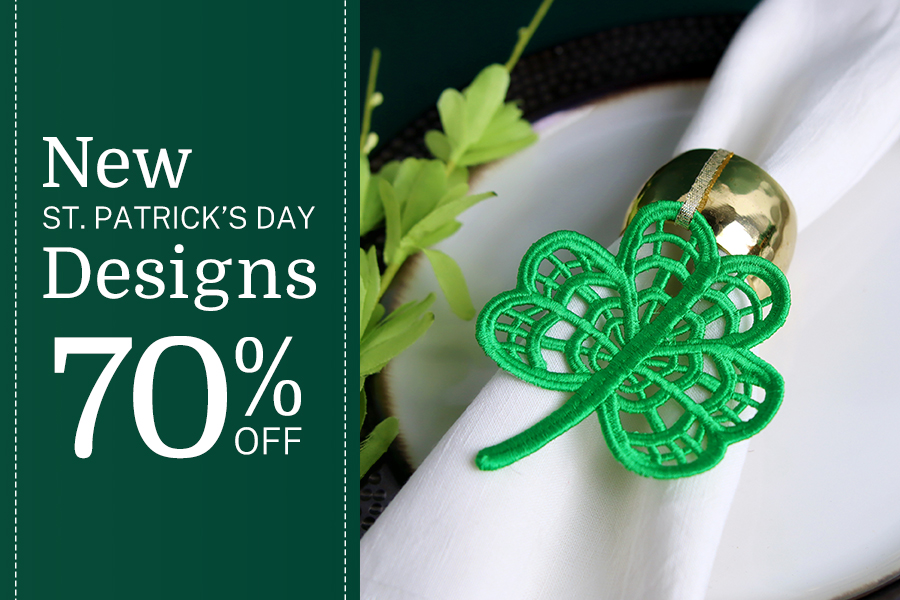 New St. Patrick's Day 70% Off - Image features: Freestanding Lace Shamrock 
