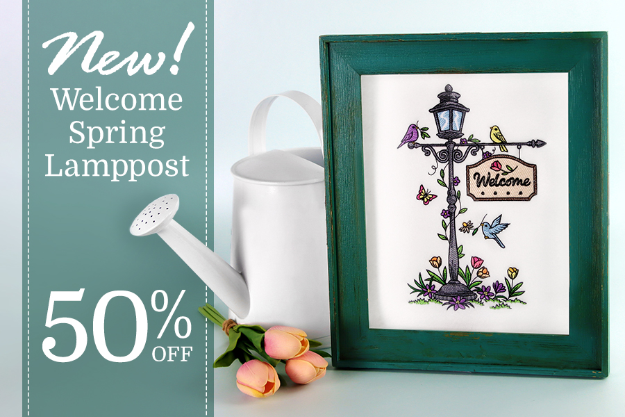 New Welcome Spring Lamppost - 50% off - image features: design in frame