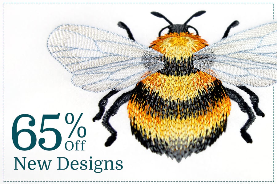 65% off new designs - image features: textured bee