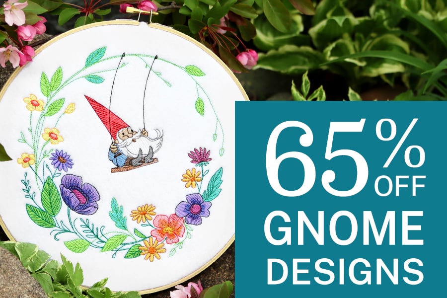 65% off select gnome designs - image features: gnome wreath design