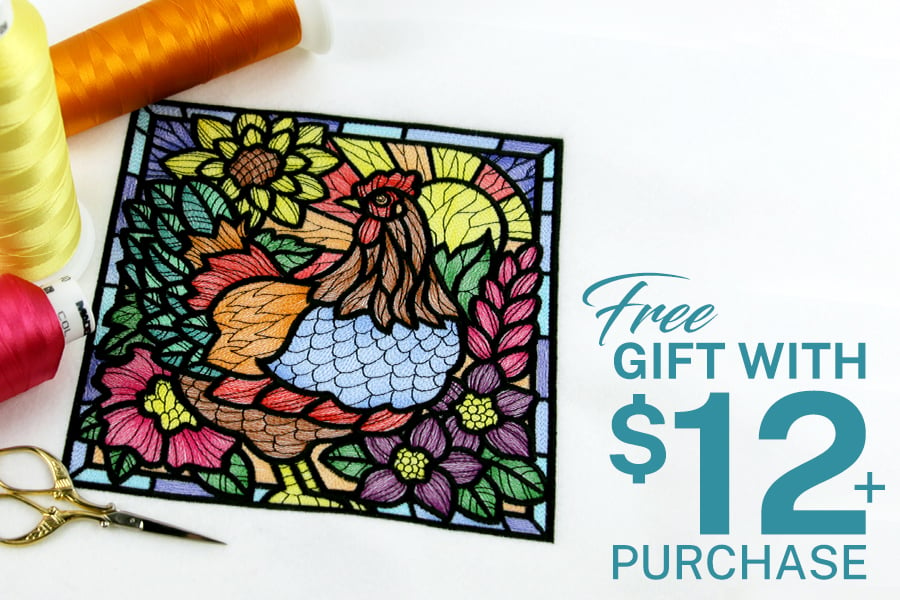 Free gift with $12 purchase - stained glass chicken design