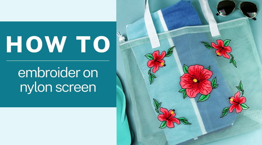 How to embroider on screen - flower on tote
