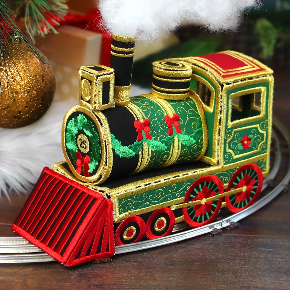 3D Christmas train tutorial - Christmas train on track around a tree