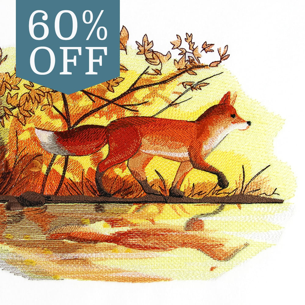 Weekly Sale - Early Autumn - 60% off - image features: Autumn fox walking by walk surrounded by fall leaves