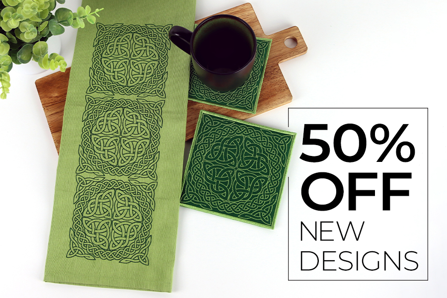 50% off new designs - image features - Celtic table runner and coasters