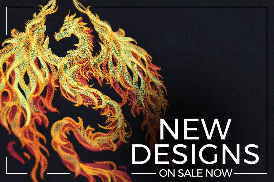 New Designs - on sale now - Image features: Fire dragon 