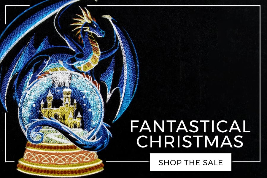 Sale: Fantastical Christmas - Image features: Winter dragon on snowglobe with a castle